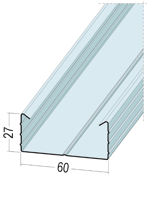C-Deckenprofil glatt mit kantigem Umbug und Mittelsicke 5121