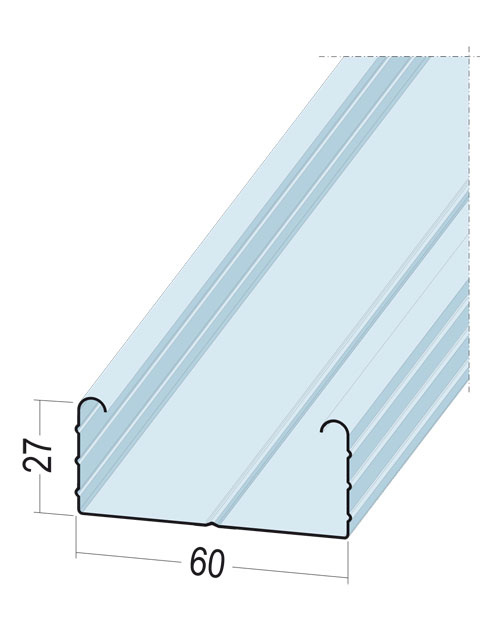 C-Deckenprofil glatt mit Mittelsicke rundem Umbug 5101