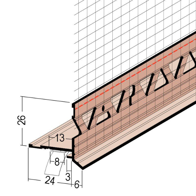 Aufsteckprofil an Rollladen-/Raffstorekasten mit Gewebe 37946