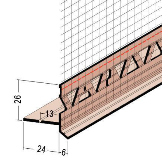 Anschlussprofil an Rollladen-/Raffstorekasten mit Gewebe 37429