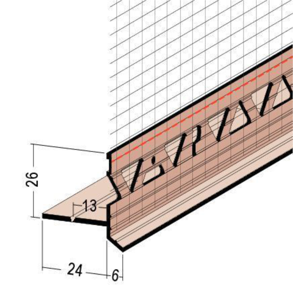 Anschlussprofil an Rollladen-/Raffstorekasten mit Gewebe 37429