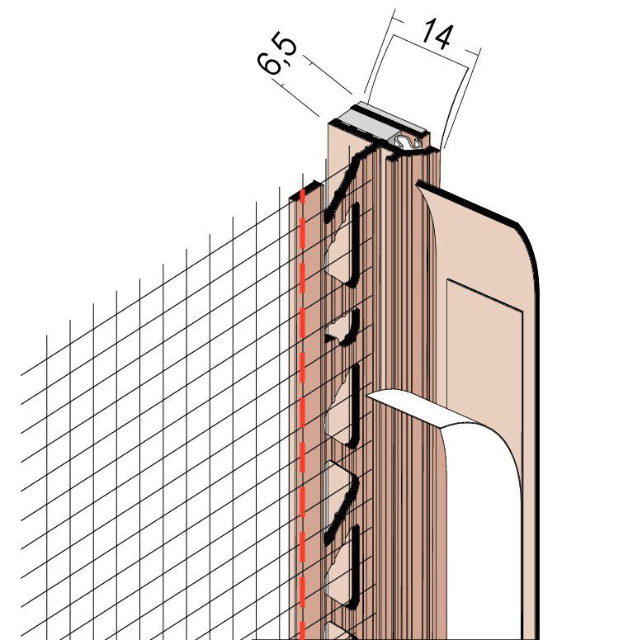 Anputzdichtleiste mit Schattenfuge, Membran, Gewebe 38814