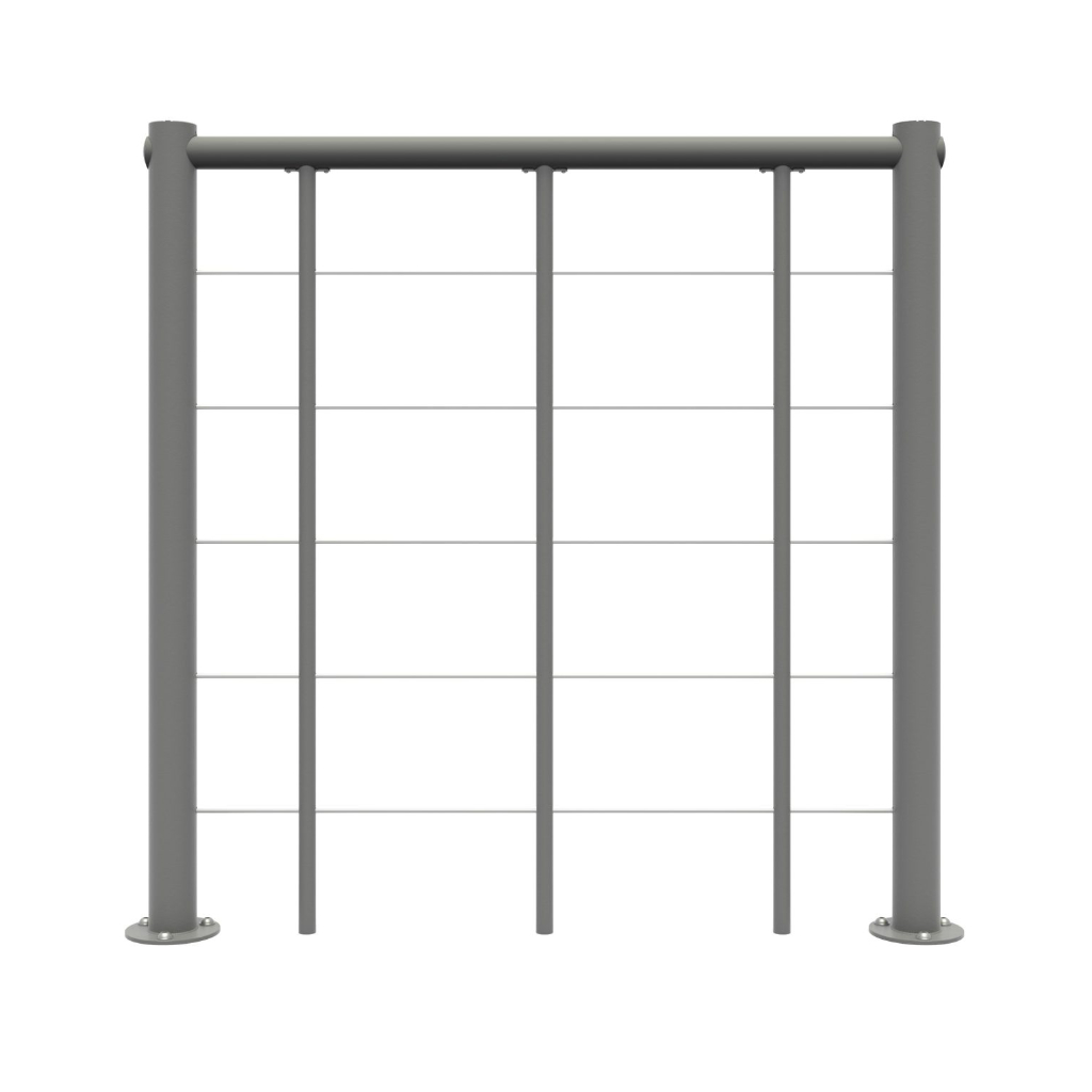 Brüstungsgeländer mit Untergurten und PVC-Handlauf