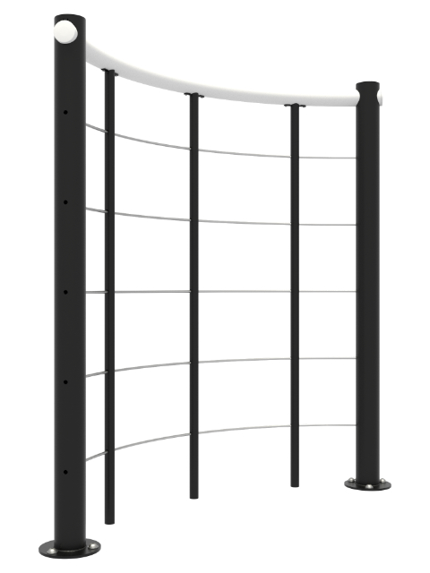 Brüstungsgeländer mit Untergurten und Holz-Handlauf rund