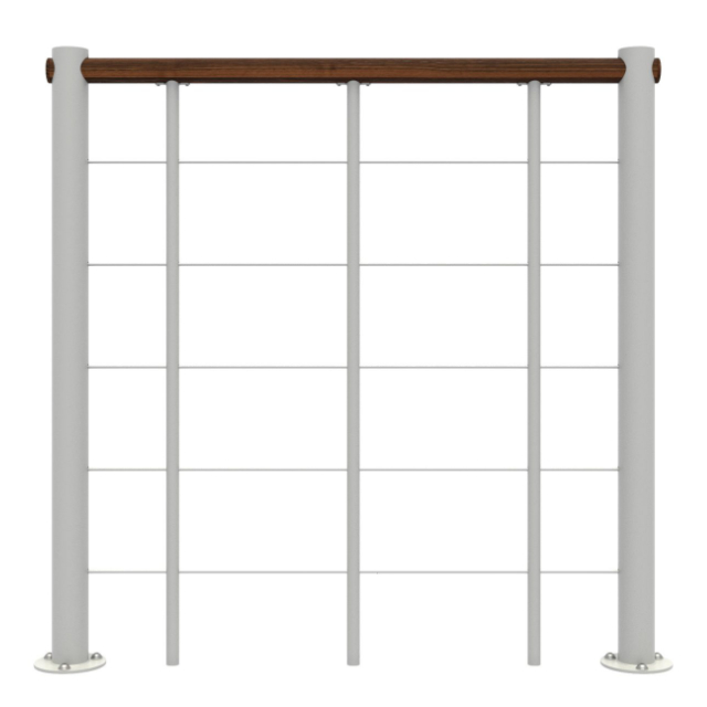 Brüstungsgeländer mit Untergurten und Holz-Handlauf