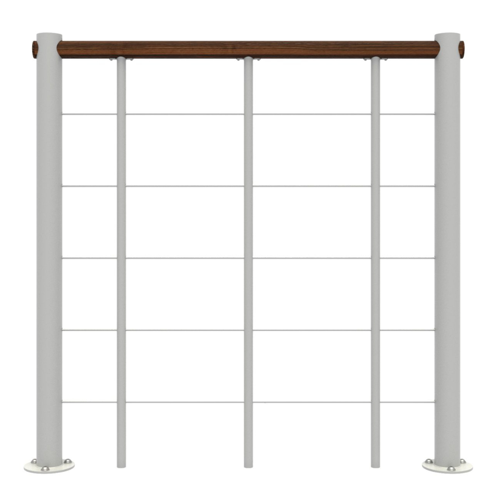 Brüstungsgeländer mit Untergurten und Holz-Handlauf