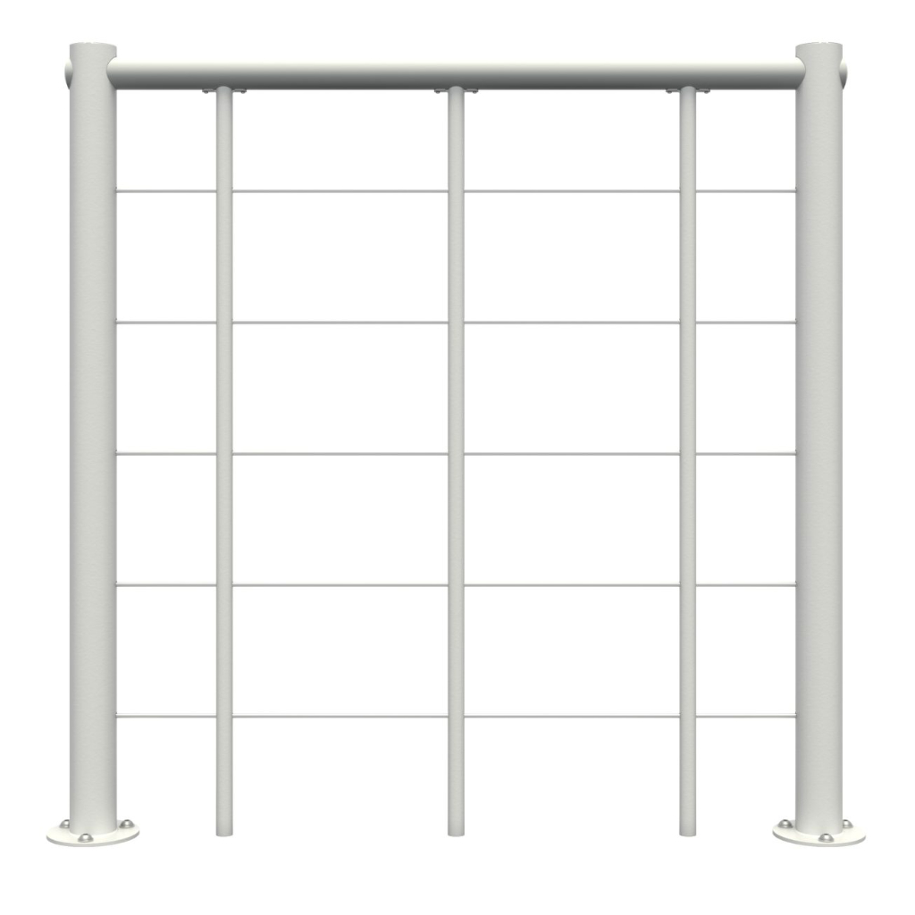 Brüstungsgeländer mit Untergurten und PVC-Handlauf