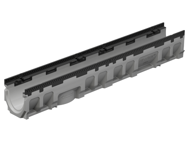 BG-FILCOTEN® pro Rinnenkörper mit Kunststoffzarge und Sicherheitsfalz NW 200, Ablaufbohrung DN 200