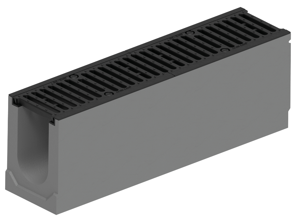 Schwerlastrinne SV mit Gusszarge und Sicherheitsfalz NW 150, Ablaufbohrung