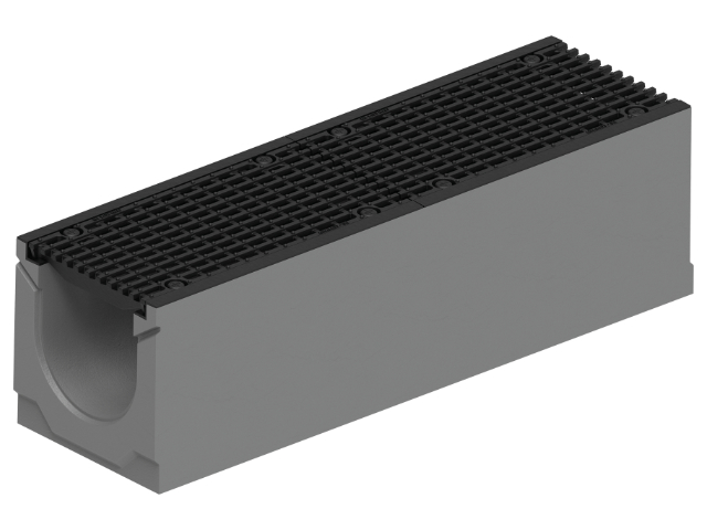 Schwerlastrinne SV mit Gusszarge und Sicherheitsfalz NW 200, Ablaufbohrung