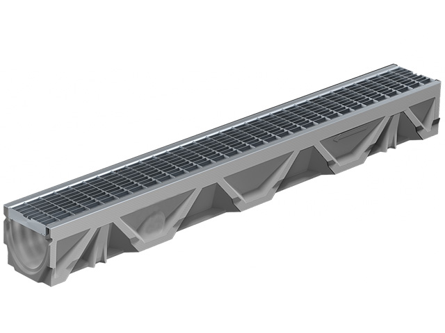 BG-FILCOTEN® light, Rinnenkörper mit Sicherheitsfalz NW 100, Ablaufbohrung DN 100