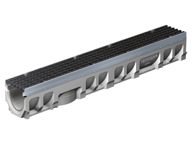 BG-FILCOTEN® pro Rinnenkörper mit verzinkter Stahlzarge und Sicherheitsfalz NW 200
