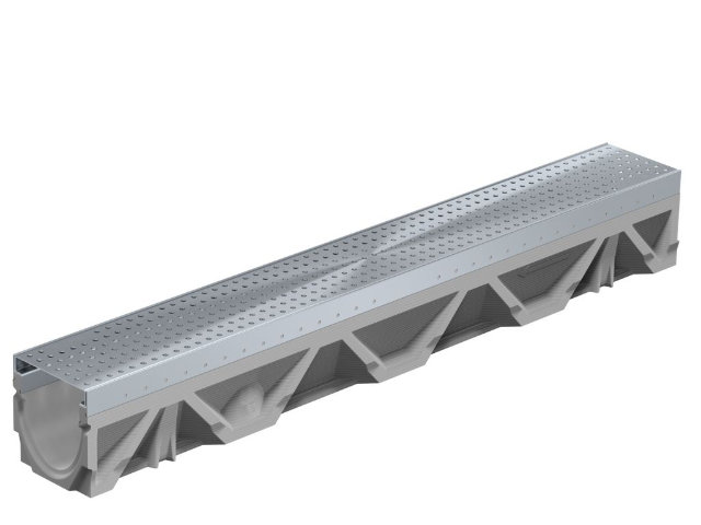 BG-FILCOTEN® tec Rinnenkörper mit Edelstahlzarge und Sicherheitsfalz NW 100, Ablaufbohrung DN 100