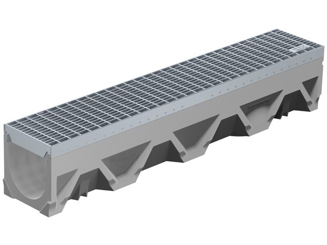 BG-FILCOTEN® tec Rinnenkörper mit verzinkter Stahlzarge und Sicherheitsfalz NW 150