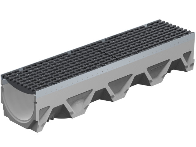 BG-FILCOTEN® tec Rinnenkörper mit verzinkter Stahlzarge und Sicherheitsfalz NW 200