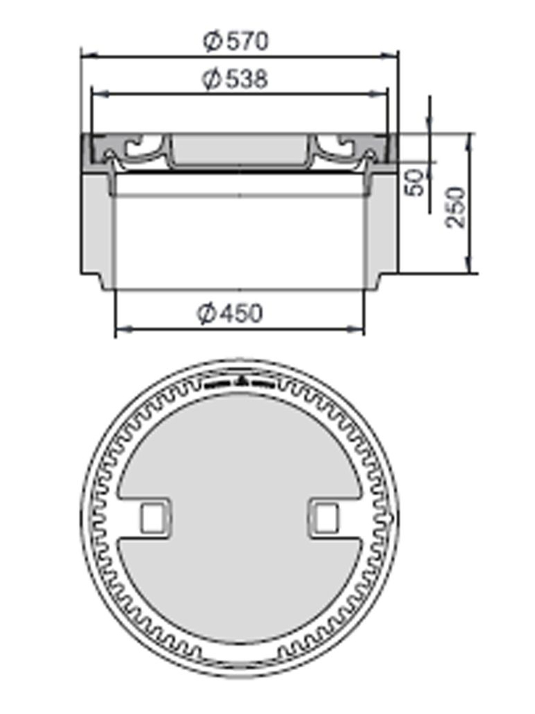 Rahmen: Beton-Guss | Deckel: Beton-Guss