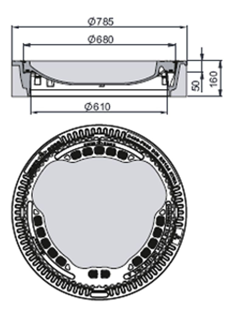 Rahmen: Beton-Guss | Deckel: Beton-Guss System MEIECO® | Klasse E 600