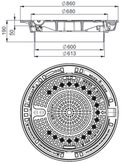 Rahmen: Gusseisen selbstnivellierend | Deckel: Gusseisen System MEITOP®-S