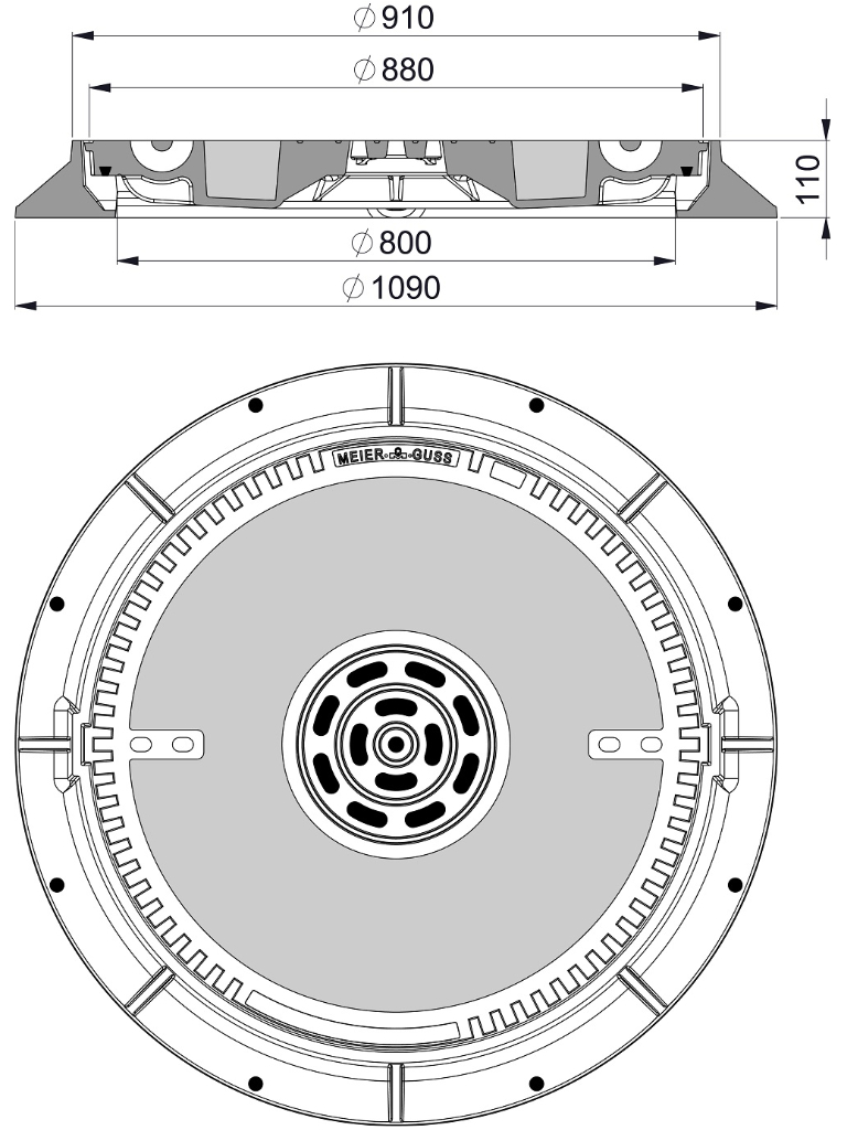 Rahmen: Gusseisen | Deckel: Beton-Guss