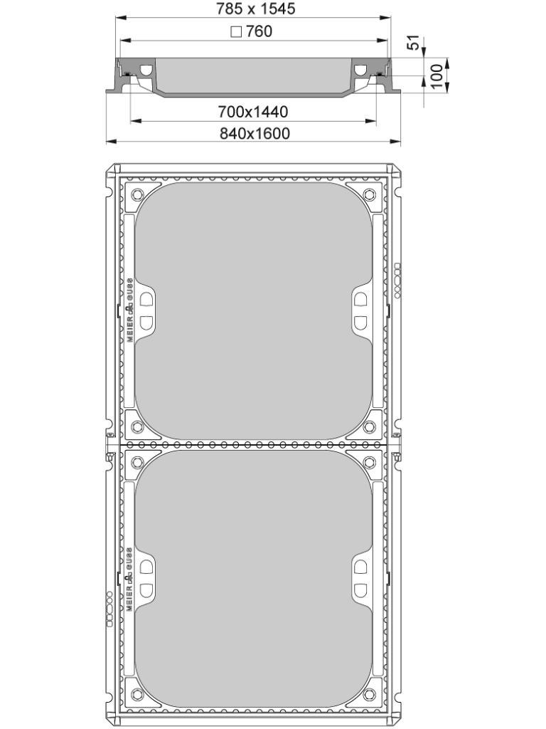 Rahmen: Gusseisen | Deckel: Beton-Guss | lichte Weite 700/1440