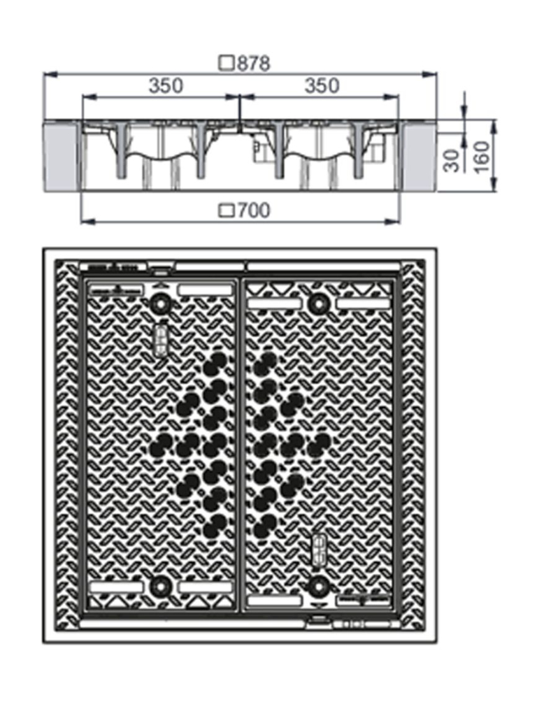 Rahmen: Beton-Guss | Deckel: Gusseisen | lichte Weite 700/700