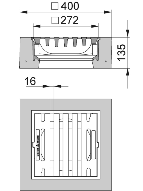 Rahmen: Beton-Guss | Rost: Gusseisen