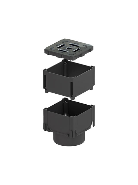 Revisionselement für Schlitzhöhe 60 mm mit Ablaufstutzen senkrecht DN/OD 110
