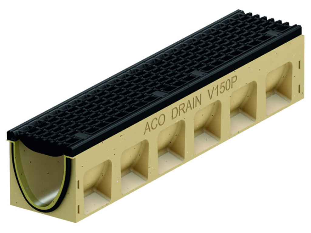 PowerDrain Performance V 150 P Kantenschutz Gusseisen, KTL-beschichtet mit Sohlengefälle