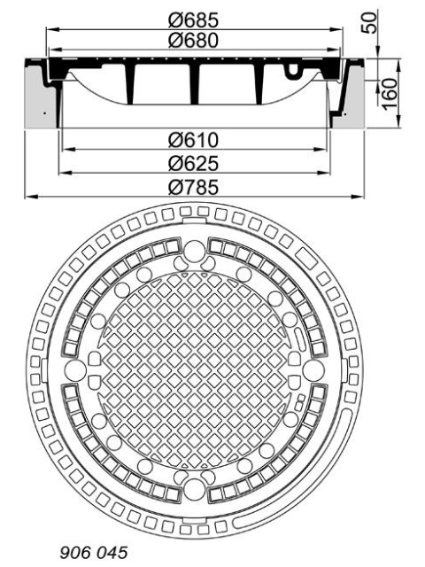 B/G-Schachtabdeck. Kl. F 900 rund, ohne Vent.