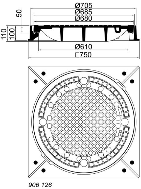 G/G-Schachtabdeck. Kl. F 900 eckig, o.Vent.m. E.